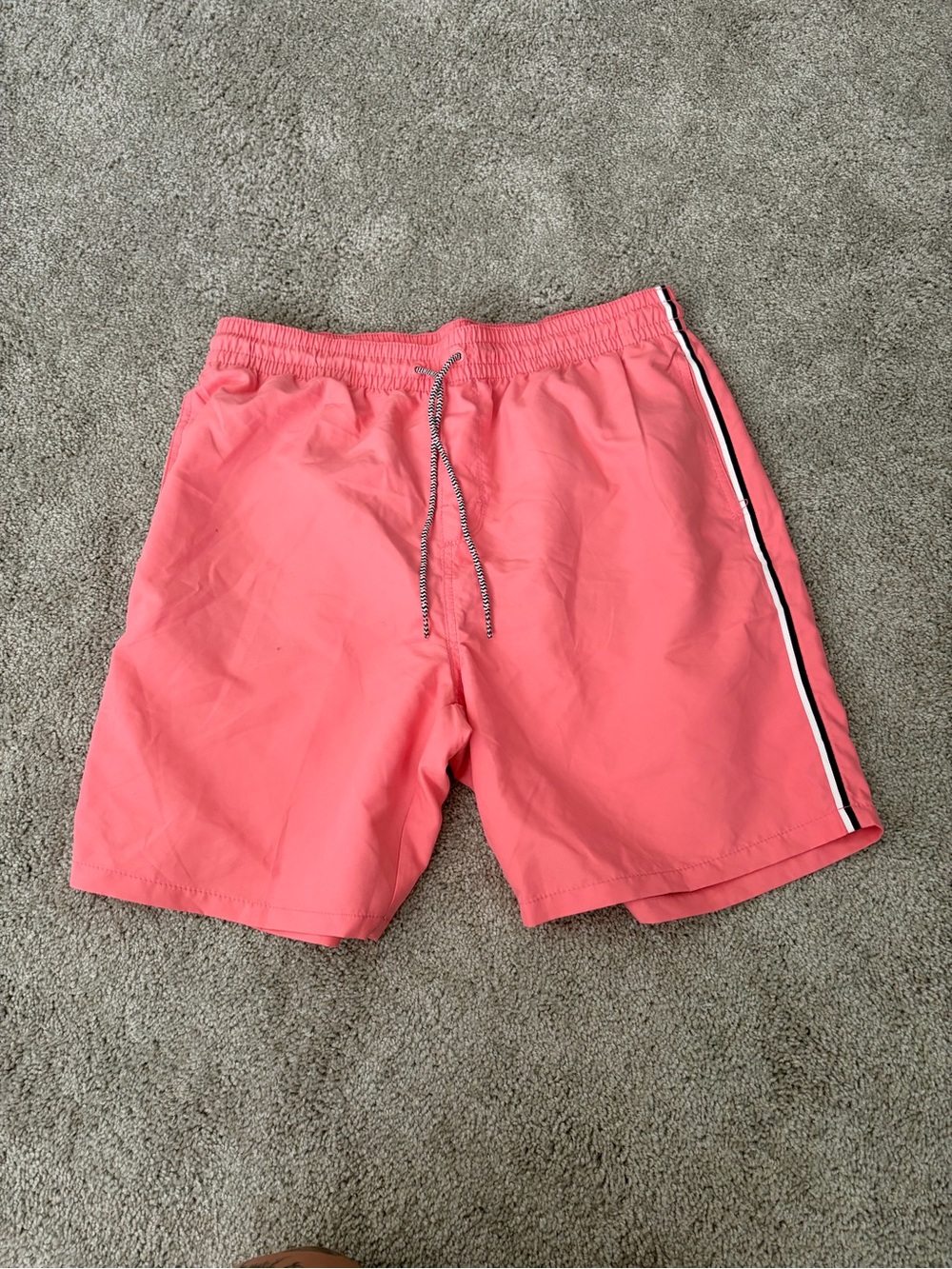 LG Men's Coral Pink Swim Trunks with Side Stripe